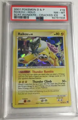2007 Pokemon Secret Wonders PSA 8 RARE Cracked Ice Holo Raikou #16 FRESH GRADE - Image 1