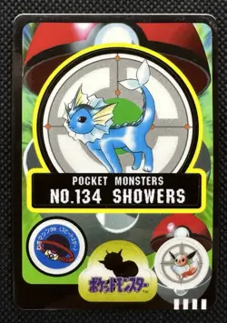 Vaporeon No. 134 Japanese sealdass Pokemon sticker Bandai Nintendo 1997 Japan - Image 1
