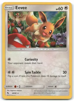 Eevee #48/68 Hidden Fates Holo Rare Holo - LP - Pokemon Card 4D4 - Image 1