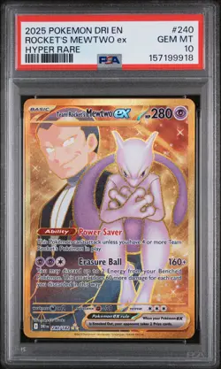 2025 Rocket's Mewtwo EX Pokemon Destined Rivals Card# 240 - PSA 10 - New Cert - Image 1