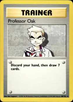 Pokemon Professor Oak 88/102 Base Set 4th Print 1999-2000 Uncommon Near Mint - Image 1