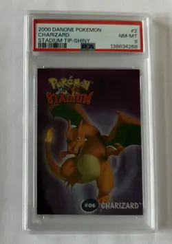 2000-01 Danone Pokemon Stadium Tip Shiny Charizard PSA 8 #2 (POP 29) - Image 1