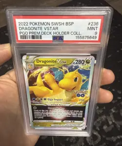 2022 POKEMON SWSH BLACK STAR PROMO #236 DRAGONITE VSTAR PREM.DECK HOLDER PSA 9 - Image 1