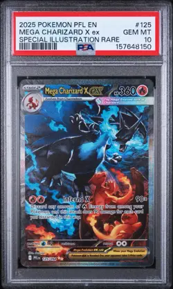 2025 POKEMON PFL EN-PHANTASMAL FLAMES #125 MEGA CHARIZARD X EX PSA GEM MINT 10 - Image 1