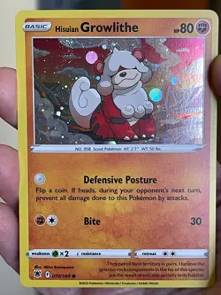 POKEMON HISUIAN GROWLITHE 070/189 COMMON COSMOS HOLO WITH SWIRL ASTRAL RADIANCE - Image 1
