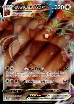 POKEMON GREEDENT VMAX 218 FUSION STRIKE 264 HOLO VMAX RARE LP - Image 1