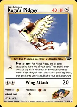 POKEMON KOGA'S PIDGEY 49 GYM CHALLENGE 132 UNCOMMON NM - Image 1