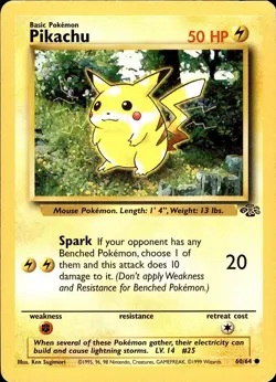 POKEMON PIKACHU 60 JUNGLE 64 COMMON UNLIMITED MP - Image 1