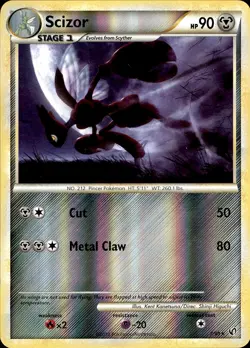 POKEMON SCIZOR 7 HGSS UNDAUNTED 90 HOLO RARE REVERSE HOLO LP - Image 1