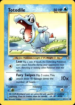 POKEMON TOTODILE 81 NEO GENESIS 111 COMMON UNLIMITED MP - Image 1