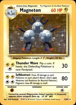 POKEMON MAGNETON 9 BASE SET UNLIMITED 102 HOLO HOLO RARE HOLO MP - Image 1
