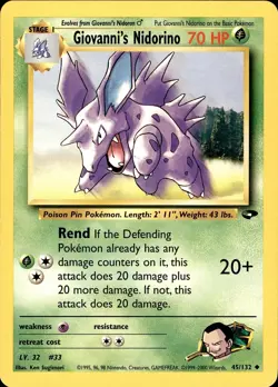 POKEMON GIOVANNI'S NIDORINO 45 GYM CHALLENGE 132 UNCOMMON UNLIMITED MP - Image 1