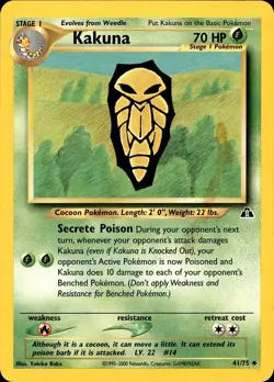 POKEMON KAKUNA 41 NEO DISCOVERY 75 UNCOMMON UNLIMITED MP - Image 1