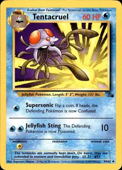 POKEMON TENTACRUEL 44 FOSSIL 62 UNCOMMON UNLIMITED MP - Image 1