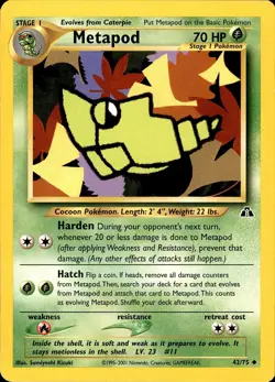 POKEMON METAPOD 42 NEO DISCOVERY 75 UNCOMMON UNLIMITED MP - Image 1
