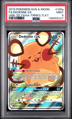 Pokemon Dedenne GX 195a/214 Full Alt Art Trainer Kit Promo PSA 9 MINT - Image 1