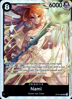 ONE PIECE NAMI OP15-086 ADVENTURE ON KAMI'S ISLAND SUPER RARE FOIL NM - Image 1