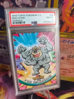 Pokemon Card Machamp Machomei Topps 1999 Blue Logo German Deutsch PSA 8 - Image 1