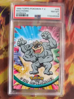 Pokemon Card Machamp Machomei Topps 1999 Blue Logo German Deutsch PSA 8 - Image 2