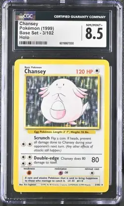 CGC 9 CHANSEY 3 BASE SET HOLO UNLIMITED POKEMON NM MINT - Image 1