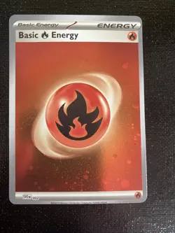 Miscut/Error/. Scarlet And Violet Pokemon Basic Energy Fire SVE 002 Cosmos Holo - Image 1