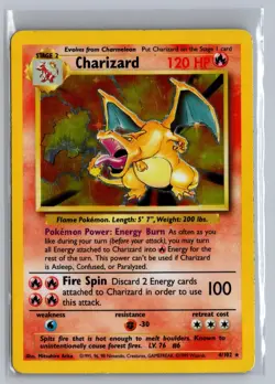 Charizard 4/102 Holo Holo Rare Base Set Unlimited Pokemon (Damaged) - Image 1