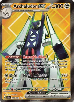 POKEMON Archaludon ex #224/191 Holofoil SV08: Surging Sparks NM - Image 3