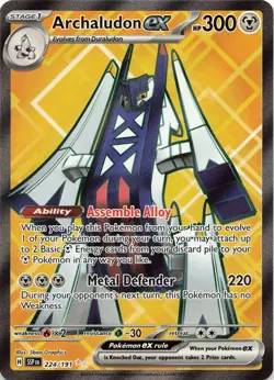 POKEMON Archaludon ex #224/191 Holofoil SV08: Surging Sparks NM - Image 5
