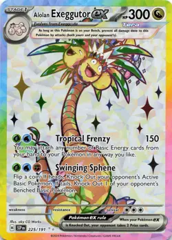 POKEMON Alolan Exeggutor ex #225/191 Holo SV08: Surging Sparks NM - Image 1