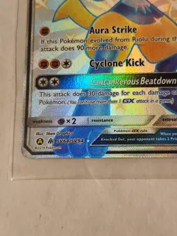 Pokemon TCG Lucario GX SV64/SV94 Hidden Fates: Shiny Vault Full Art NM - Image 5