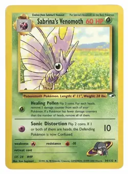 Sabrina's Venomoth - 34/132 - WOTC Gym Heroes Rare Pokemon Card - LP+ - Image 1