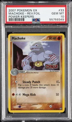 2007 POKEMON EX POWER KEEPERS #33 MACHOKE-REVERSE FOIL PSA 10 - Image 1