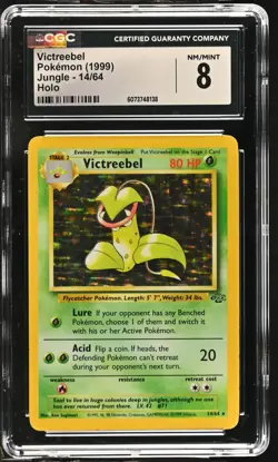 VICTREEBEL Jungle Holo Rare #14 CGC 8 Vintage Pokemon - Image 1