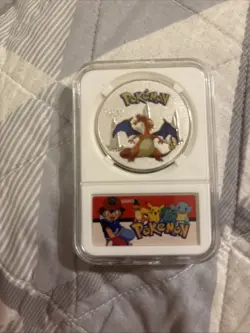 Complete Set Of 8 Silver Plated & Slabbed Pokemon Coins Charizard Pikachu Mewtwo - Image 5