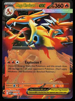 Mega Charizard Y ex 030 Holo Mega Evolution Promo Pokemon Card - Image 1