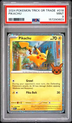 2024 POKEMON TRICK OR TRADE #018 PIKACHU PSA 9 - Image 1