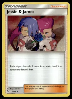 2019 Hidden Fates Jessie & James #58/68 Holo Pokemon 62R1 - Image 1