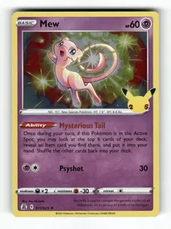 Mew - 011/025 - Celebrations - Pokemon - Rare - Holo NM - Image 1