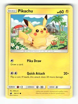 Pikachu - 30/111 - Crimson Invasion - Pokemon - Common - NM - Image 1