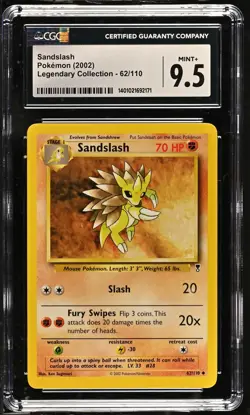 CGC 9.5 Mint+ Sandslash 62/110 Legendary Collection Pokemon - Image 1