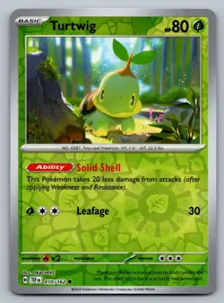 Pokemon TCG SV05: Temporal Forces Turtwig 010/162 Reverse Holo - Image 1
