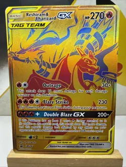 Pokemon Reshiram & Charizard GX Tag Team Gold Promo SM247 Card NM/M - Image 1