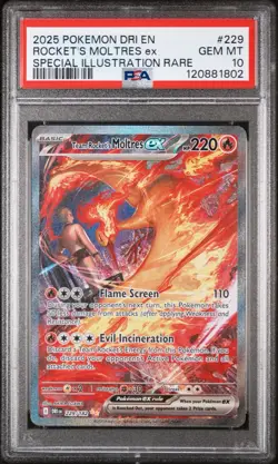 Pokemon TCG Team Rockets Moltres EX Destined Rivals Card 229/182 Gem MT PSA 10 - Image 1