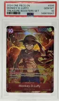 2024 One Piece EN Monkey D. Luffy ST10-006 SR Treasure Boosters Set PSA 10 - Image 1