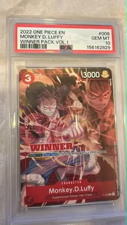 PSA 10 Gem Mint Luffy Winner Pack Promo Vol 1 2022 P-006 English One Piece Card - Image 1
