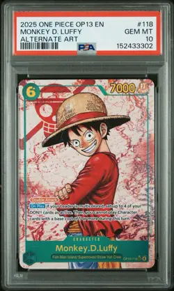 2025 One Piece OP13-118 Monkey D. Luffy SEC Alt Art Carrying On His Will PSA 10 - Image 1