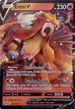 022/172 ENTEI V ULTRA RARE BRILLIANT STARS POKEMON CARD - Image 1
