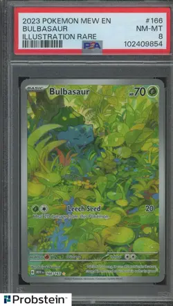 2023 Pokemon Mew EN Card 151 #166 Bulbsaur IR PSA 8 NM-Mt - Image 1