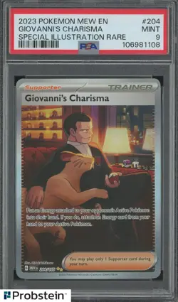 2023 Pokemon Mew EN Card 151 #204 Giovanni's Charisma PSA 9 MNINT - Image 1
