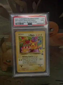 Pokemon Celebrations Classic Collection Birthday Pikachu #24 Holo Card PSA 9 - Image 1